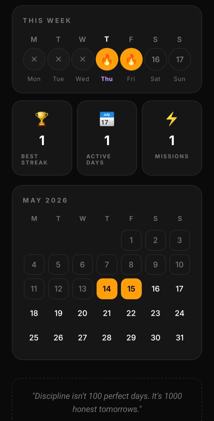 Streak calendar